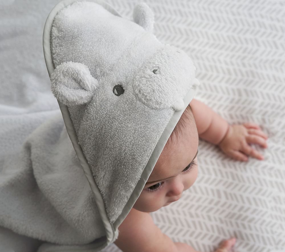 Hippo Hooded Nursery Wrap & Wash Cloth